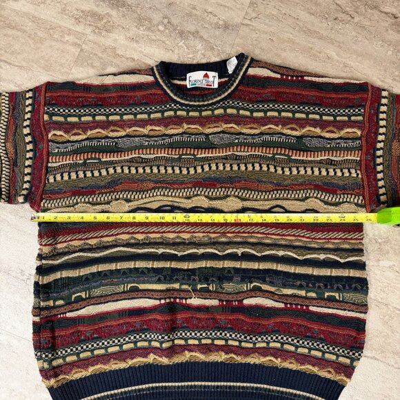 VTG Florence Tricot Sweater Mens XL 3D Knit Colorful Textured Coogi Style - Picture 9 of 10